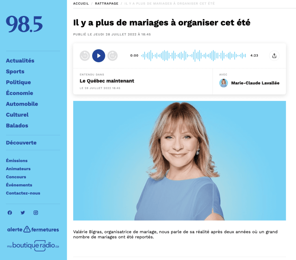 98.5 fm - Il y a plus de mariages à organiser cet été 2 Screen Shot 2022 08 04 at 4.00.43 PM